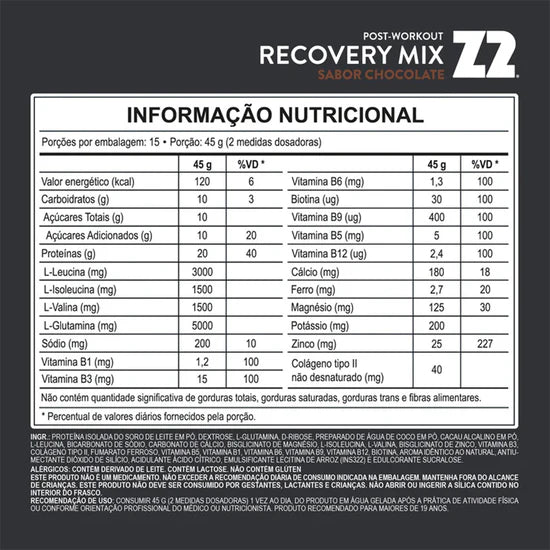 Pós-Treino Z2 Recovery Mix Sabor Chocolate 675g