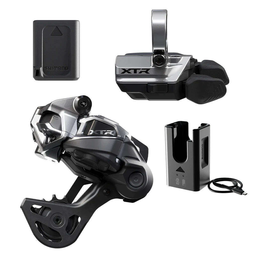 Kit Câmbio Eletrônico e Freio Shimano XTR (Câmbio / Cassete / Trocador / Bateria / Carregador / Freios)
